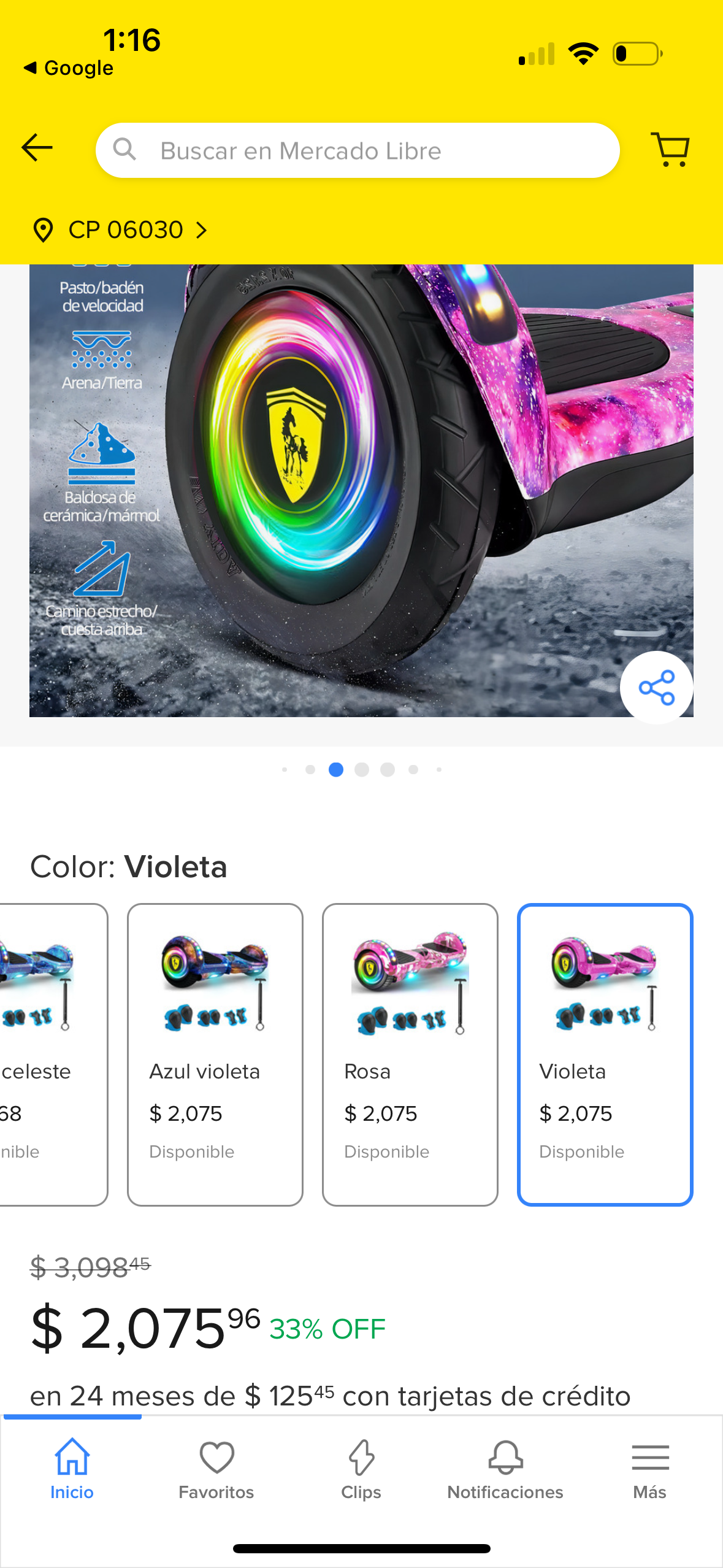 Skate Eléctrico Hoverboard Panfrey B21 Rosa