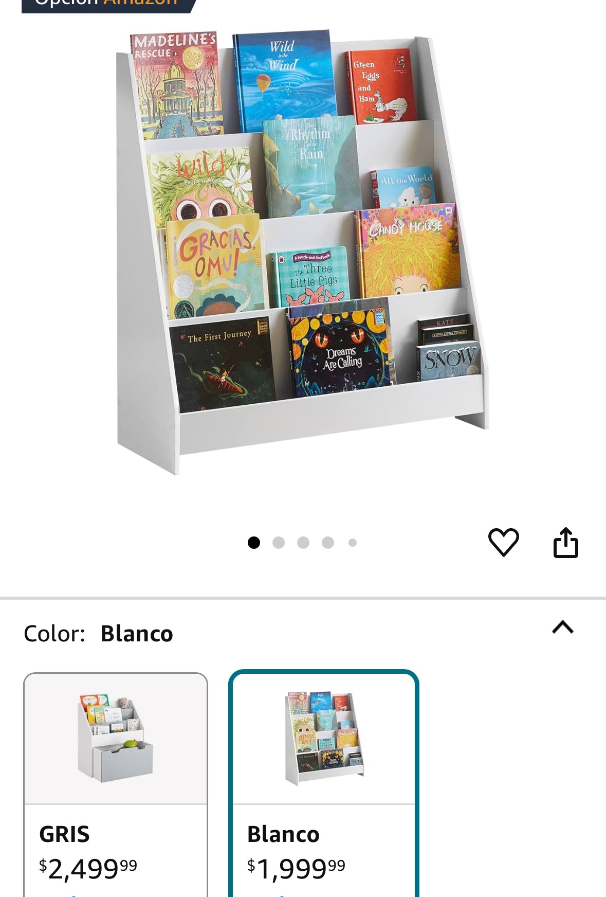 Almacenamiento de estantería para niños